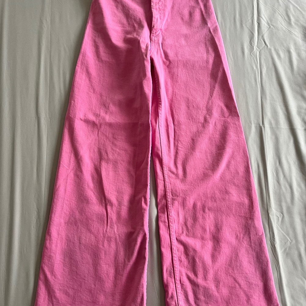 Pink Wide Leg Denim Jeans